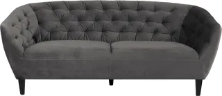ACTONA GROUP 3-Sitzer "Ria Couch, Sofa," Samtstoff, Massivholz-Beine, Taschenfederkern, Tufting, mit Armlehnen