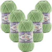 Alize 5 x ALIZE Velluto Häkelwolle, 68 m, Chenillegarn,Kuschelweich für Babydecken, Amigurumi,Samtwolle