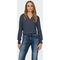 ONLY Blusenshirt ONLMETTE V-NECK LS SMOCK TOP NOOS WVN Kunstfaser, regular fit