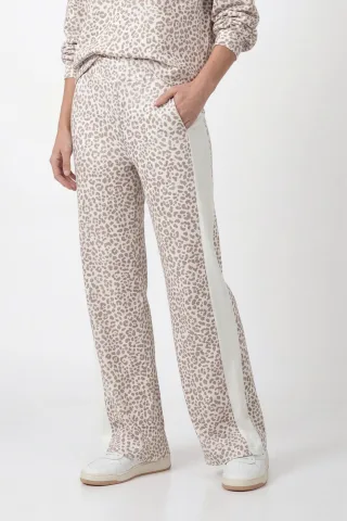 monari - Sweathose mit weitem Bein taupe gemustert - Gr. - 38