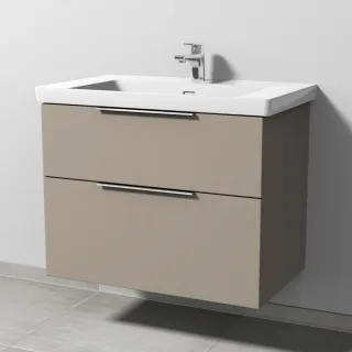 Sanipa 3way Waschtischunterbau zu Villeroy & Boch Subway 3.0 Waschtisch mit 2 Auszügen, Sandgrau-Mat UF84867