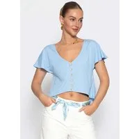 SASSYCLASSY Trägertop Crop Shirt mit Flügelärmel für Damen