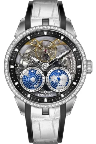Invicta Objet D Art 70194 Herrenuhr - Mechanisches Uhrwerk - Edelstahl mit silbernem Zifferblatt - 45 mm