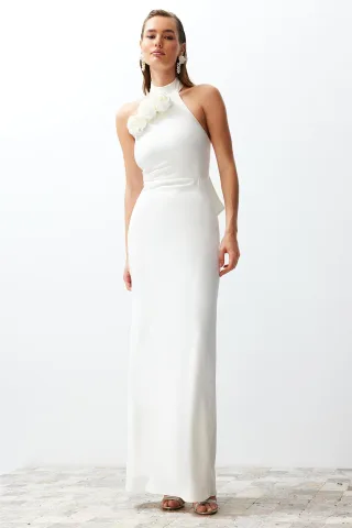 Unifarbenes, langes, ärmelloses, figurbetontes Abendkleid für Damen, ideal für Abschlussball und Abiball.