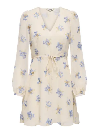 ONLY - ONLMIRIAM-FUSINA L/S SHORT BELTDRESS WVN Cloud Dancer - Gr. - M