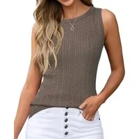Arach&Cloz Tanktop Damen Pullunder Tanktop, Ärmelloses Stricktop aus leichter Wolle Elegantes Basic Oberteil für Frühling, Sommer, Herbst & Winter