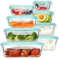 SURFOU Frischhaltedose Glasbehälter mit Deckel Frischhaltedosen Set Vorratsdosen mit 8 Größen, Glas, (Vorratsdosen-Set aus Glas, Geschirrset, Meal Prep Gläser, Meal Prep Boxen, Vorratsdosen mit Deckel Luftdicht, Mikrowellengeschirr Glasdosen mit Deck
