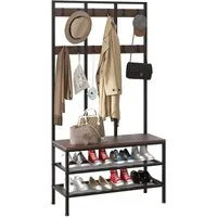 Dripex Garderobenständer Garderobe mit Sitzfläche und Schuhregal 100x40x184cm