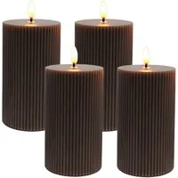 relaxdays LED-Kerze 4er Set 13 cm, Coffee