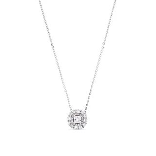 Luxenter Halskette aus 925er Sterlingsilber und glänzendem Zirkonia mit Rhodiumbeschichtung – Raxya