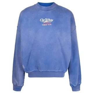 Off-White Wave Off Boxy Fit Sweatshirt in Blau mit Rundhalsausschnitt