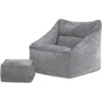 icon Sitzsack chenille premium Sessel „Natalia" mit Hocker (Spar-Set, 1 x Sitzsack-Sessel, 1 x Fußhocker), Sitzsack XXL, Made in Germany, für Erwachsene & Kinder, für Wohnzimmer