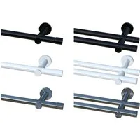 Garduna Gardinenstange Ø 20mm / 1- oder 2-Lauf, 2-läufig, kürzbar, Metall, 2-lauf 1-lauf, Gardinenstange komplett, hochwertig, Fixmaß, 20mm