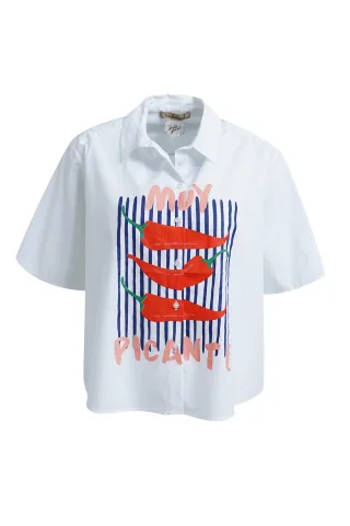 Smith&Soul - Boxy Blouse Muy Picante Print white - Gr. - XXL