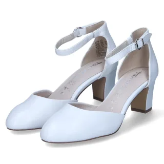 Tamaris Riemchenpumps - Gr. 39 - Weiß - Glattleder