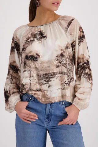 monari - Bluse mit Savanne-Print sand gemustert - Gr. - 38