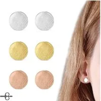 Order & Smile Schmuck Paar Ohrstecker Kreis Punkt Ohrstecker rund flach: Ohrringe gebürstet
