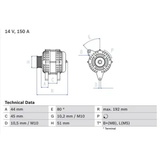 Bosch Lichtmaschine 150A Citroen Fiat Lancia Peugeot Renault 0986046511