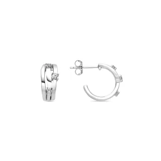 Luxenter Ohrringe aus 925er Sterlingsilber und Zirkonia mit Brillantschliff, rhodiniert – Duvid
