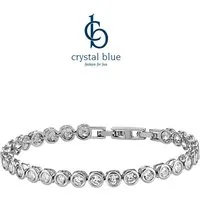 crystal blue Tennisarmband Facetteschliff Zirkonia Kristalle Klappverschluß flexible Verlängerung, minimalistisch elegant