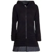 Vishes Kurzmantel Lange Fleecejacke Hippiemantel Übergangsjacke Zipfelkapuze Goa Style, Microfleece