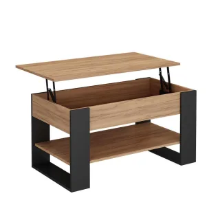 Vicco Couchtisch, Eiche, Anthrazit, Holzwerkstoff, Rechteckig, 92x47x51 cm, Wohnzimmer, Wohnzimmertische, Couchtische