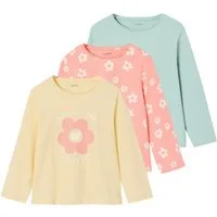 vertbaudet Langarmshirt Mädchen Shirts mit Print BASIC 3er-Pack