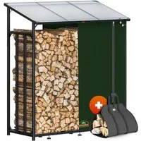 Gardebruk Kaminholzregal, BxTxH:198x163x70 cm, Außen Stahl XXL Schwarz mit Dach Abdeckung Holzunterstand Holzlager