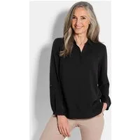 GOLDNER Klassische Bluse Zeitlose Viskosebluse mit Hemdkragen Fließende Hemdbluse mit Schlitzblende und Langarm