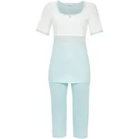 Ringella Pyjama - Schlafanzug mit Zierknöpfen und Caprihose (2 tlg) 50% Baumwolle 50% Modal
