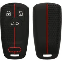 kwmobile Schlüsseltasche Autoschlüssel Silikon Hülle für Audi 3-Tasten Smartkey Autoschlüssel (1-tlg), Schlüsselhülle aus Silikon - in Schwarz Rot