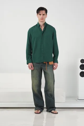 Lässige Langarm-Tencel-Hemd mit Knöpfen