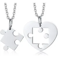 Order & Smile Schmuck Partnerkette Herz Puzzle Kette für 2: Pärchen Halskette