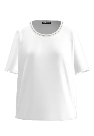 FRANK WALDER - Blusenshirt NOS mit doppelt paspeliertem Ausschnitt ecru - Gr. - 38