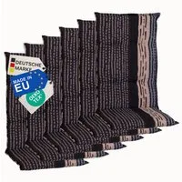 NYVI Hochlehnerauflage Hochlehner Auflagen 6er Set Barcelona - Gartenstuhlauflagen 118x50cm, (6 St), Stuhlauflage, Sitzauflage mit Halteband, UV-fest