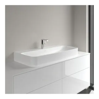 Villeroy und Boch Finion Waschtisch 41681BRW 1000 x 470 x 165 mm, Stone White CeramicPlus, mit verdecktem Überlauf, Unterseite geschliffen