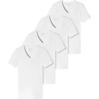 Schiesser Unterhemd 4er-Pack - 95/5 - Organic Cotton (Spar-Set, 4-St) Unterhemd / Shirt Kurzarm - Baumwolle - Tiefer V-Aussschnitt