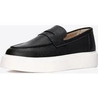 Martin Valen Schwarze und weiße Herren-Loafer mit dicker Sohle Schnürschuh