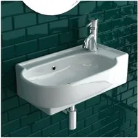Alpenberger Waschbecken Oval Waschschüssel – Waschtisch Handwaschbecken Hängewaschbecken (Waschbecken Wandmontage, Bad Waschbecken), Kleines Waschbecken Gäste WC