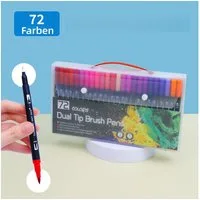 FOUORTUNATE-BEE Filzstift Doppelbürsten-Stiftset mit Wasserfarbe – 24/36/72 Farben, (72-tlg), Feinliner- & Brushpen-Set für Malbücher, Handlettering und Manga