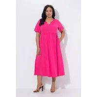 Ulla Popken Maxikleid Maxikleid A-Linie Tunika-Ausschnitt Flügel-Halbarm