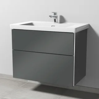 Sanipa 3way Waschtischunterbau zu Villeroy & Boch Subway 3.0 Waschtisch mit 2 Auszügen, Anthrazit-Gl BS84879