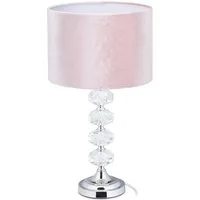relaxdays Nachttischlampe Tischlampe Kristall und Samt in Rosa
