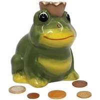 Dekohelden24 Spardose Keramik Spardose als Frosch mit Krone, Froschkönig, Spar-Frosch, Savin, (1-tlg)