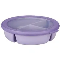 Mepal Lunchbox Runde Bento-Schüssel mit 3 Fächern, luftdicht, für Meal-Prep, Polypropylen (PP), Thermoplastische Elastomere (TPE), Vivid Lilac, Mahlzeiten getrennt aufbewahren