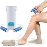 VEKROBOT Anziehhilfe Socken Hilfe ohne Bücken Schaumgriff Seil Socken Anzieher/Zughilfe, 1-tlg., Socken Anziehhilfe leicht zu öffnen und zu schließen