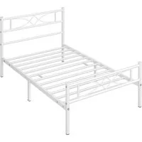 Yaheetech Metallbett Bettgestell, Bettrahmen mit Kopfteil Gästebett mit Lattenrost für Schlafzimmer