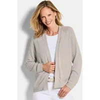 GOLDNER Strickjacke Kurzgröße: Strickjacke mit Strickbandblende Kurzjacke ohne Verschluss mit gerippten Abschlüssen und Langarm