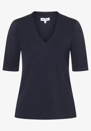 MORE & MORE - T-Shirt mit V-Ausschnitt blau - Gr. - 36