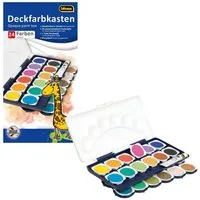 Idena Farbkasten Idena 22064 - Deckfarbkasten mit 24 Farben und 1 Tube Deckweiß, ideal
